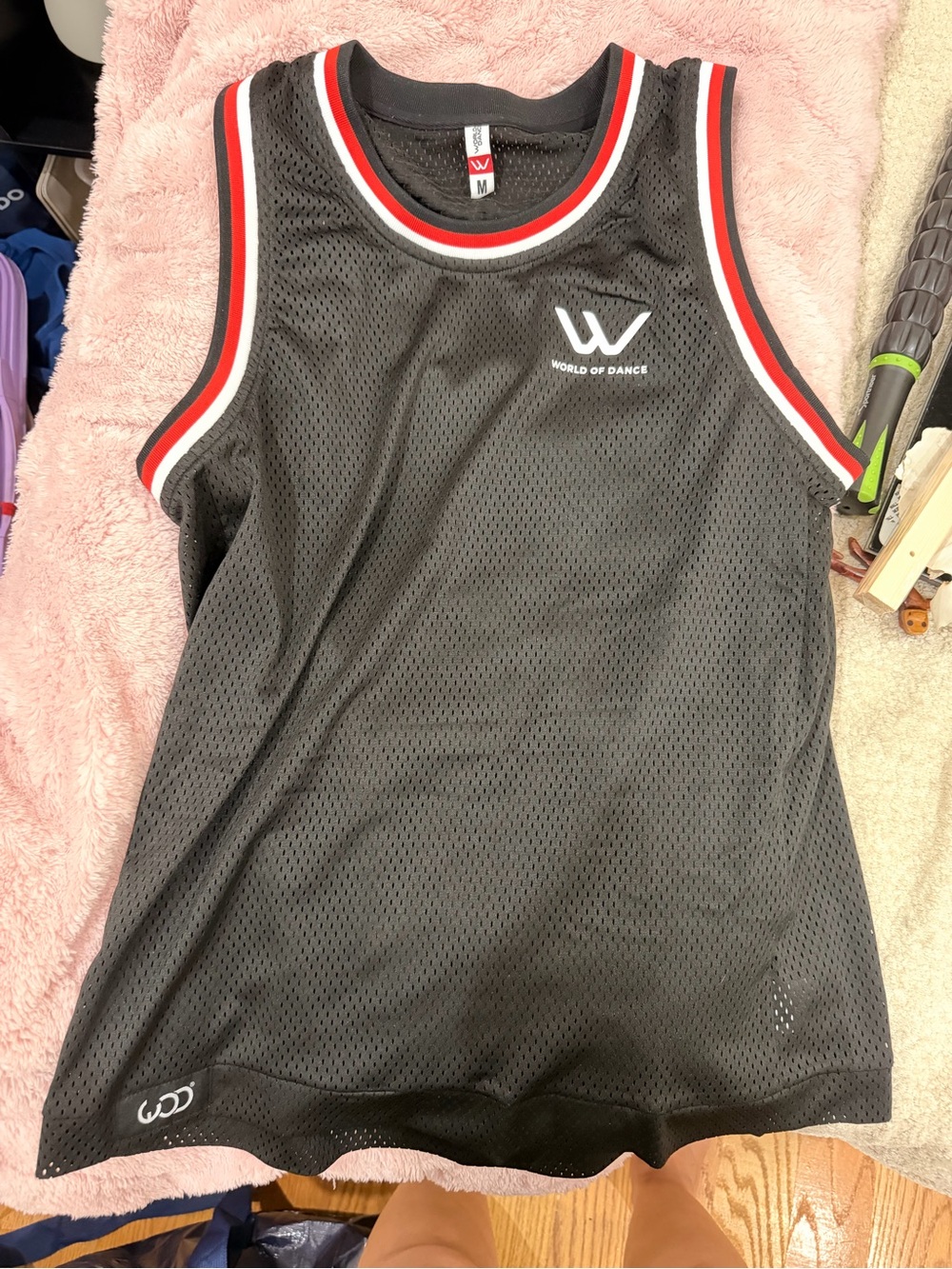 World of Dance Unisex Black Red Mesh Muscle Tank